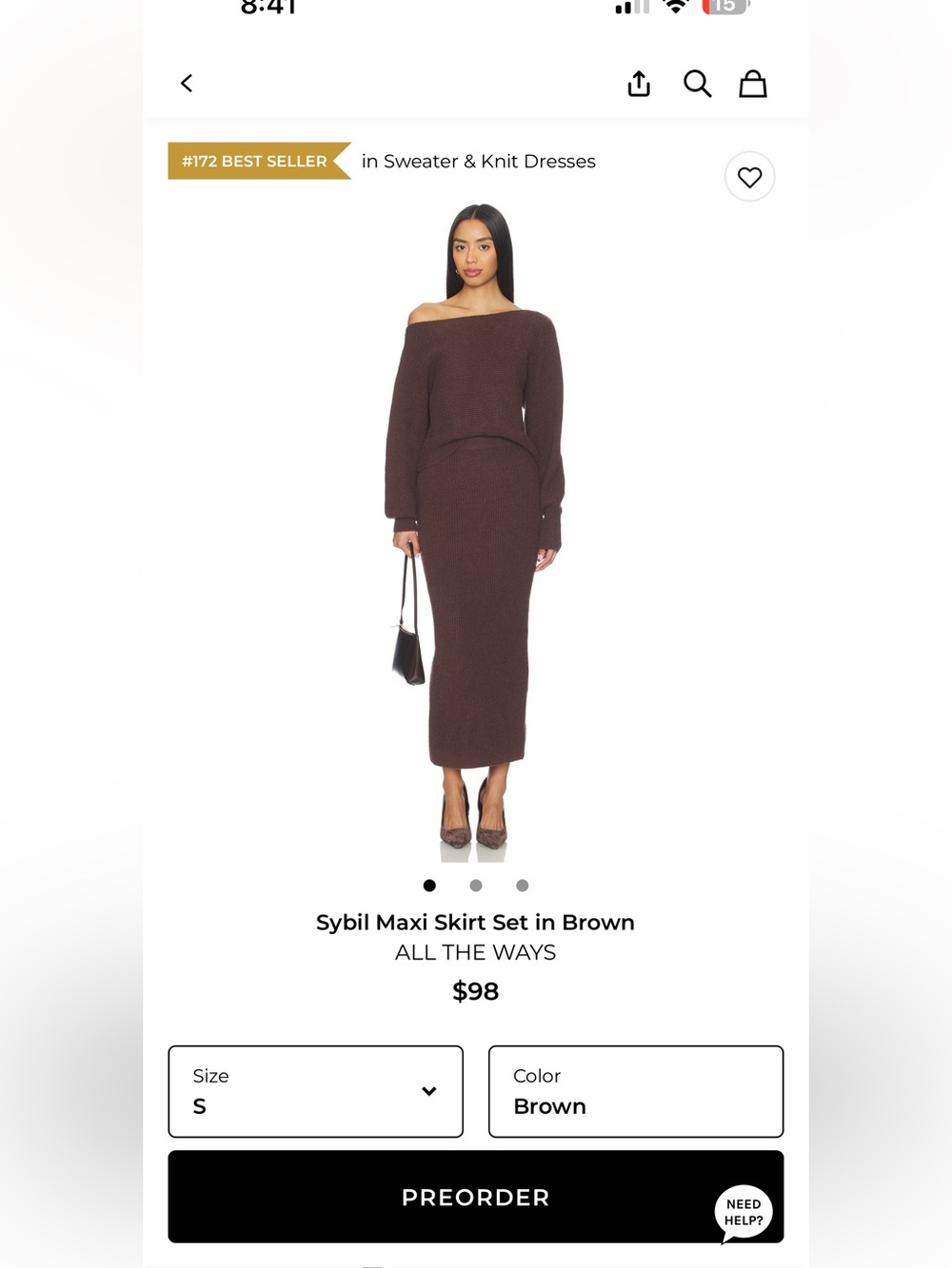 ALL THE WAYS Brown Sybil Maxi Knit Skirt Set